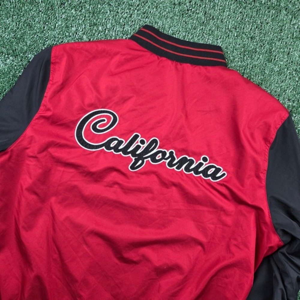 Hollister Red Black Varsity Bomber Jacket Sherpa‎ Lined California Mens Small - Picture 4 of 8
